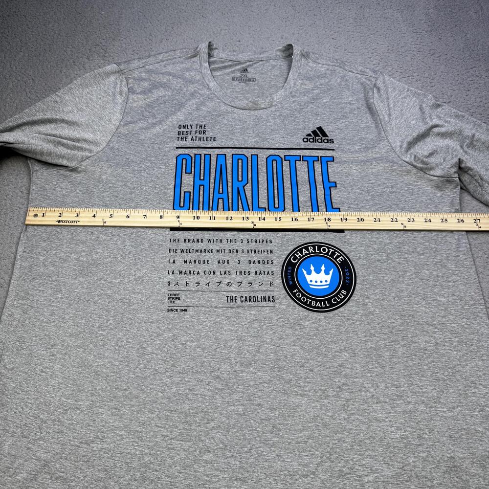 Charlotte FC Shirt Tee Mens 2XL Gray MLS Soccer Adidas Long Sleeve AEROREADY - Picture 7 of 13